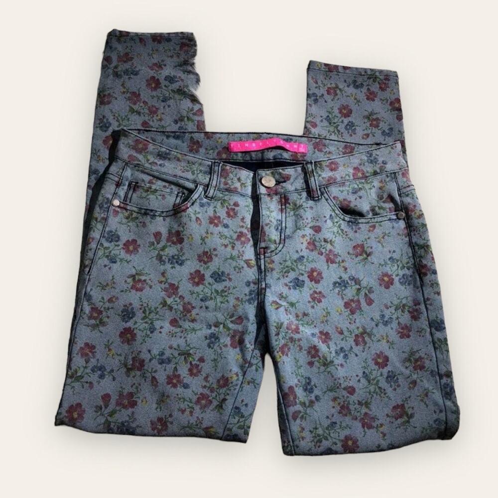 Tinseltown Denim Couture low rise light wash floral print skinny jeans